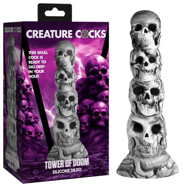 Creature Cocks Tower of Doom Silicone Dildo WhiteGrey XR Brands Dildos