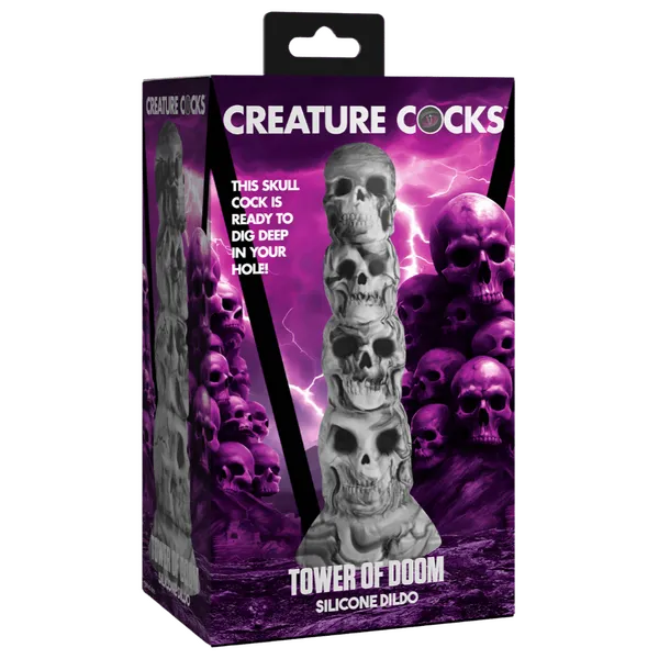 Creature Cocks Tower of Doom Silicone Dildo WhiteGrey XR Brands Dildos