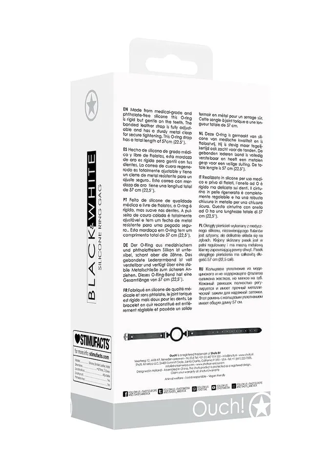 Shots America Male Sex Toys Silicone Ring Gag With Adjustable Bonded Leather Straps