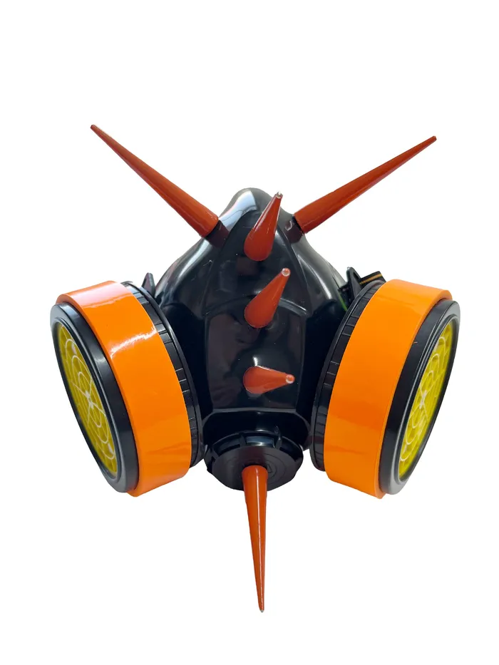 Anal HonourSkintwocom Black Cyber Mask With 2 Inch Spikes Orange
