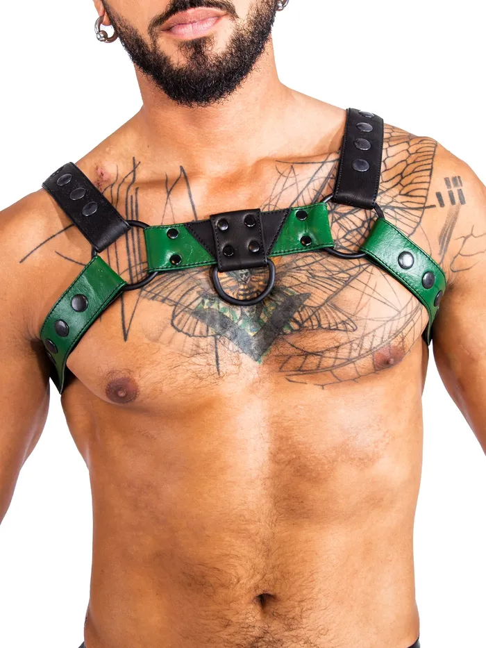 HonourSkintwocom Mens Underwear Bulldog Bondage Harness BlackGreen One Size