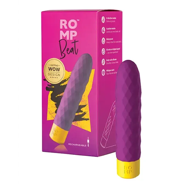 ROMP Female Sex Toys ROMP Beat Purple Rechargeable Silicone Bullet Vibrator ROMP Female Sex Toys ROMP Beat Purple Rechargeable Silicone Bullet Vibrator