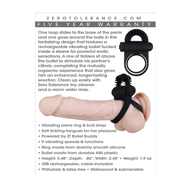 Zero Tolerance Bell Ringer Rechargeable Vibrating Flicking Silicone Cockring Black Zero Tolerance Anal Zero Tolerance Bell Ringer Rechargeable Vibrating Flicking Silicone Cockring Black Zero Tolerance Anal