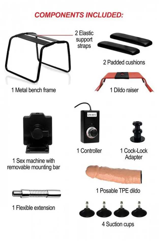 XR Brands Female Sex Toys XR Brands Lovebotz 4 in 1 Bangin Bench with Sex Machine Pre Order