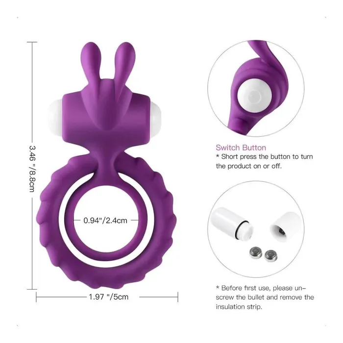 Couples Lovegasm Naughty Bunny Vibrating Cock and Ball Ring