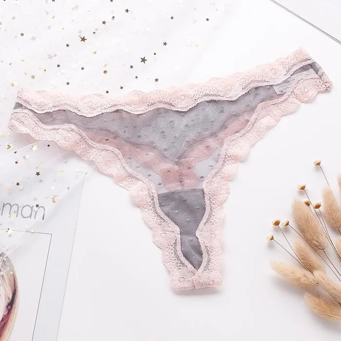 LAZADASEXTOYS Vibrators Women Lace Gstring Seethrough Seamless Wave Line Contrast Color Sexy Underwear Briefs Panties