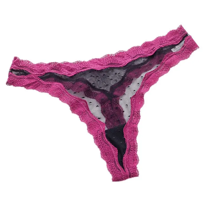 LAZADASEXTOYS Vibrators Women Lace Gstring Seethrough Seamless Wave Line Contrast Color Sexy Underwear Briefs Panties