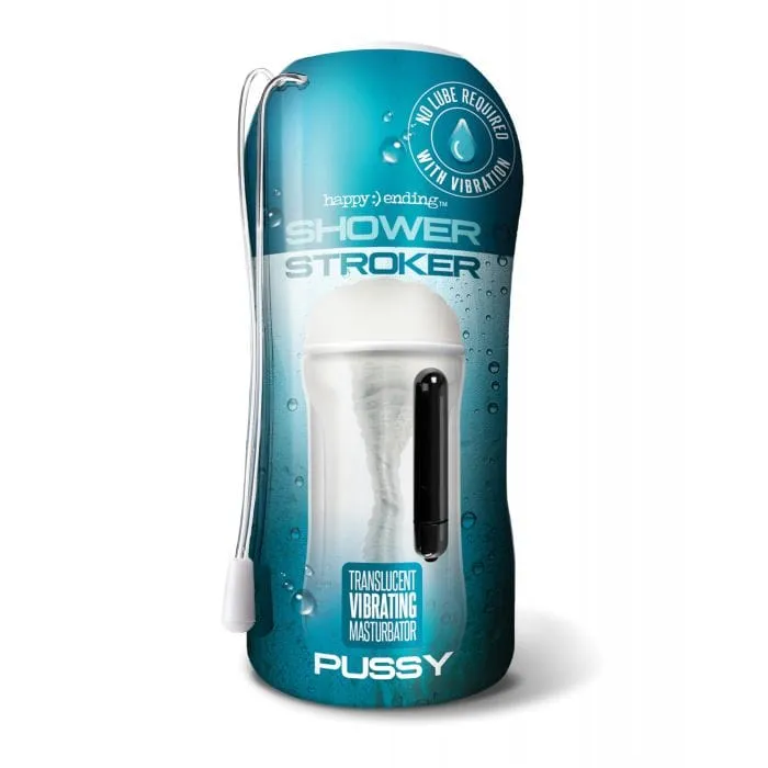 Happy Ending Shower Stroker Vibrating Cup Masturbator Pussy Clear Happy Ending Male Sex Toys