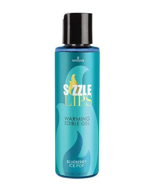 Sizzle Lips Warming Gel 42 Oz Bottle Blueberry Ice Pop Sensuva Valencia Naturals Anal