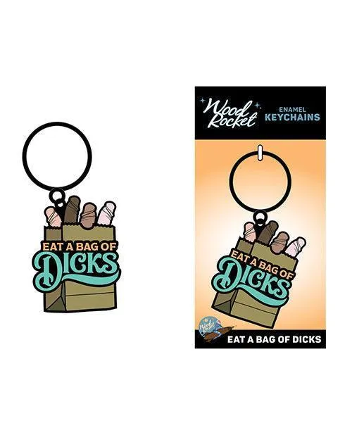 Wood Rocket LLC Anal Wood Rocket Eat A Bag Of Dicks Keychain Tan