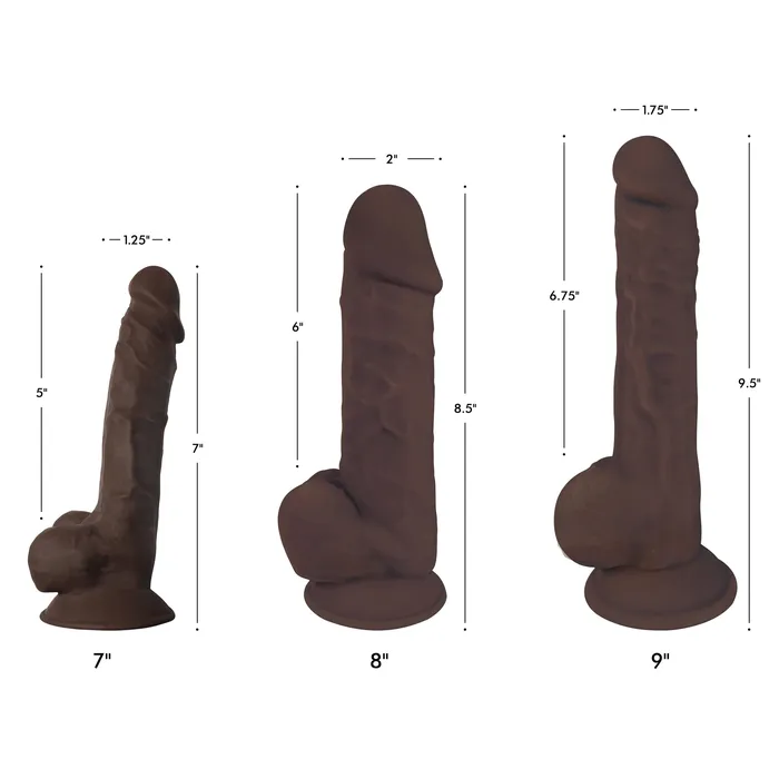Dildos FleshStixxx Fleshstixxx 8 Inch Silicone Dildo with Balls Dark