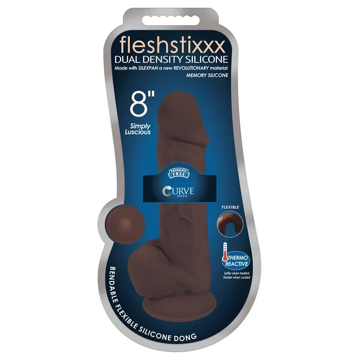 Dildos FleshStixxx Fleshstixxx 8 Inch Silicone Dildo with Balls Dark
