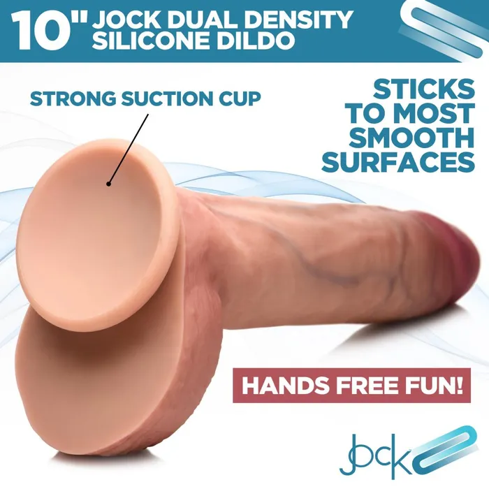 Jock Female Sex Toys Ultra Realistic Dual Density Silicone Dildo with Balls 10 Inch
