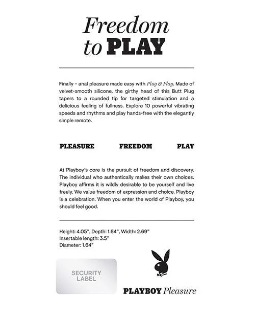 Playboy Pleasure Plug Play Butt Plug Evolved Novelties INC Anal