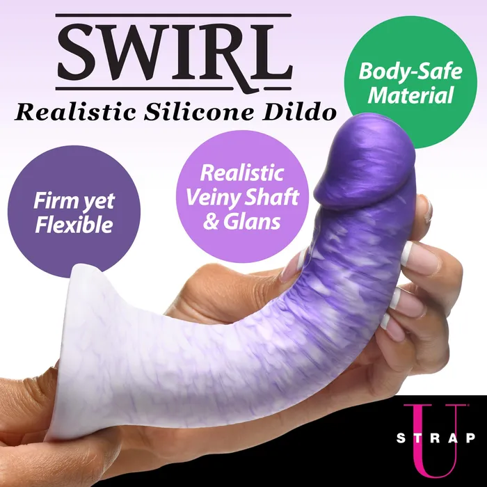 Strap U Dildos Real Swirl Realistic Silicone Dildo Purple