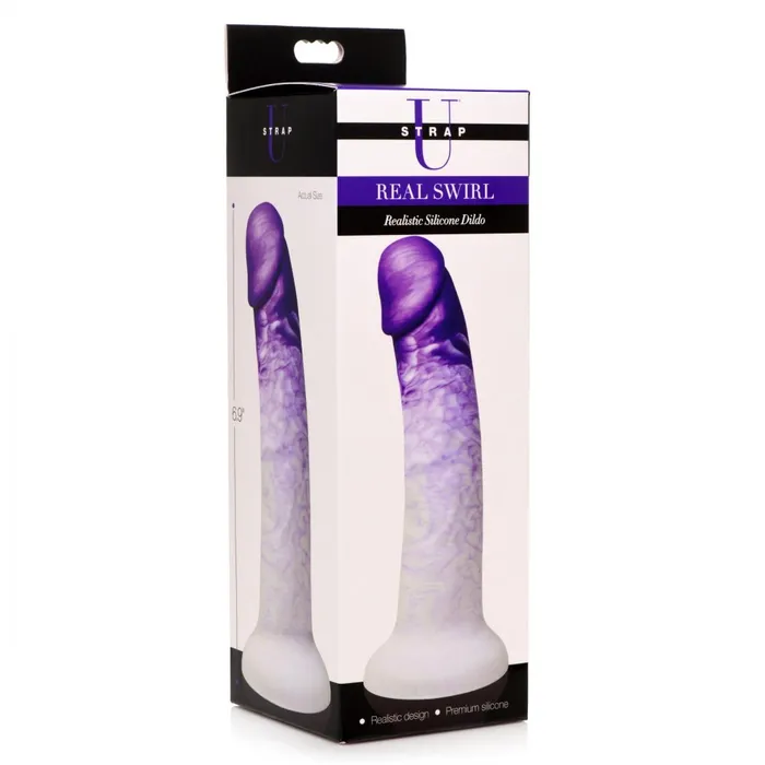 Strap U Dildos Real Swirl Realistic Silicone Dildo Purple