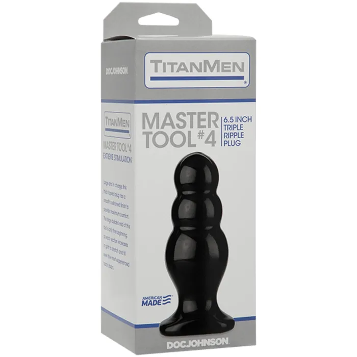 Anal TitanMen TitanMen Master Tool 4 Triple Ripple Butt Plug Black 65 Inch