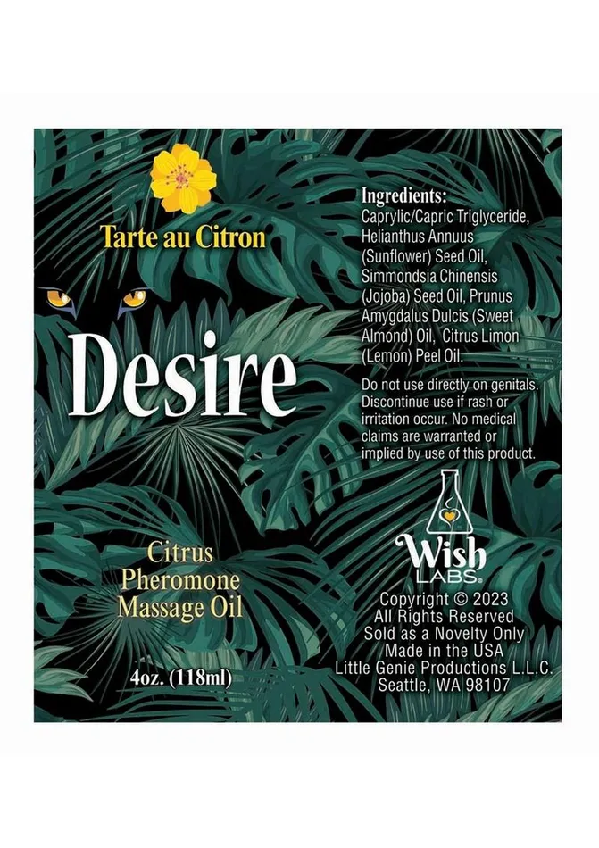 Desire by Little Genie Couples Desire Pheromone Massage Oil 4oz Citrus