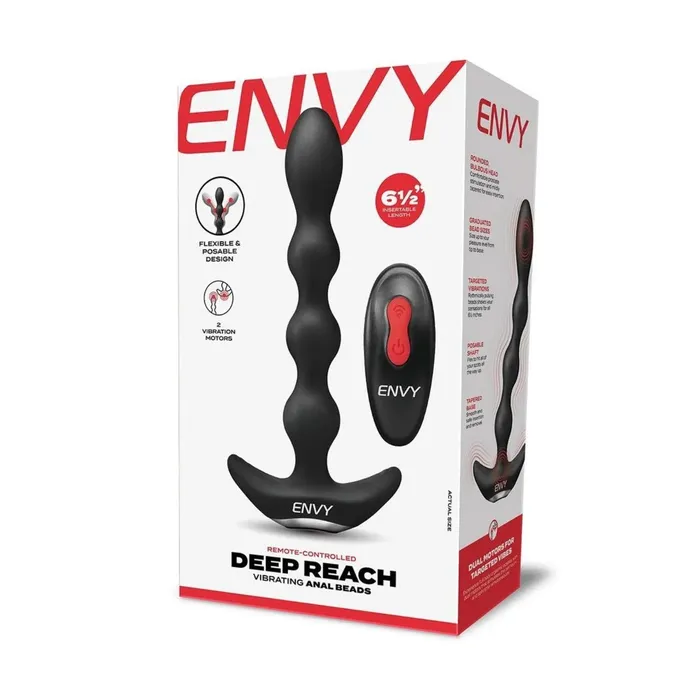 Envy Male Sex Toys Envy Deep Reach Vibrating Anal Beads With Remote Control Black