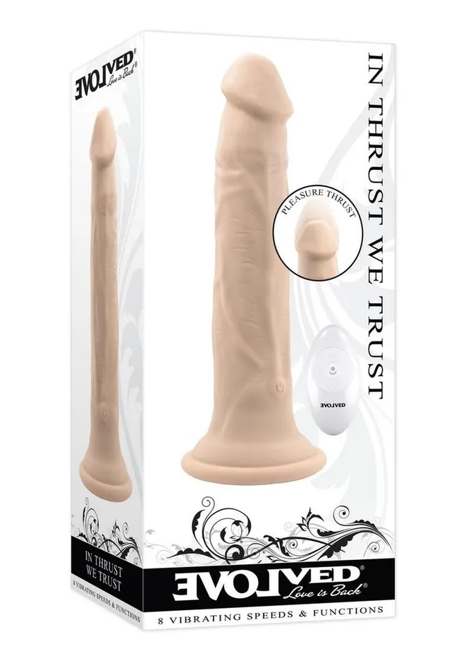 In Thrust We Trust Rechargeable Silicone Dildo with Remote Evolved Female Sex Toys