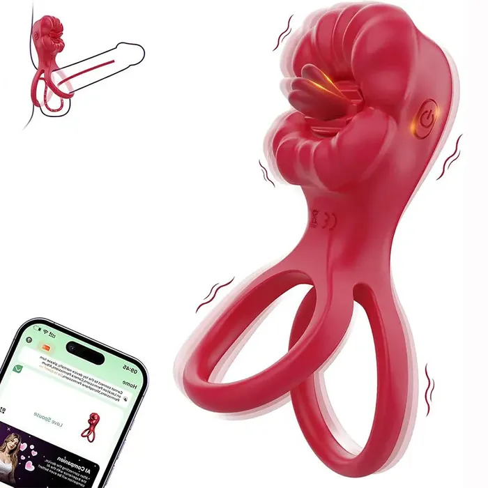 Male Sex Toys Inyarose App Oral Clitoral Vibrating Penis Ring