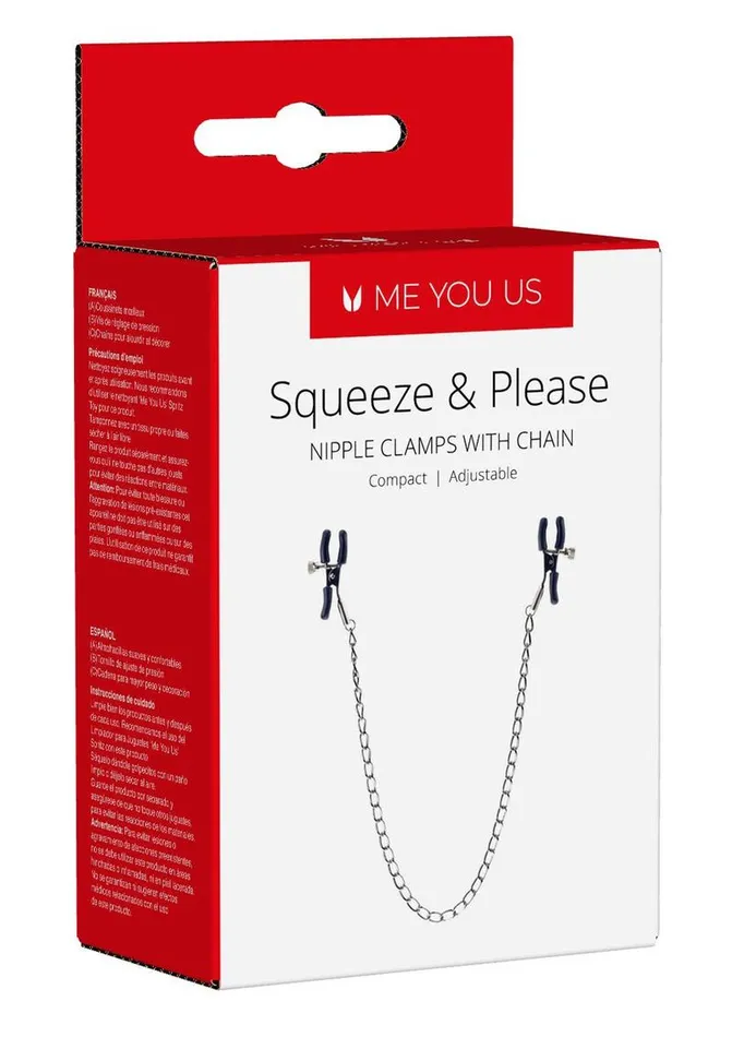 Male Sex Toys ME YOU US Squeeze and Please Adjustable Nipple Clamps with Chain Me You Us Male Sex Toys ME YOU US Squeeze and Please Adjustable Nipple Clamps with Chain Me You Us