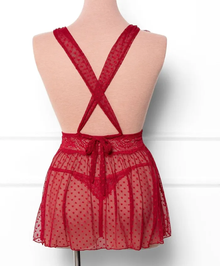 Mentionables Vibrators Lacy Cutout Thong Red