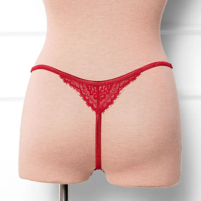 Mentionables Vibrators Lacy Cutout Thong Red