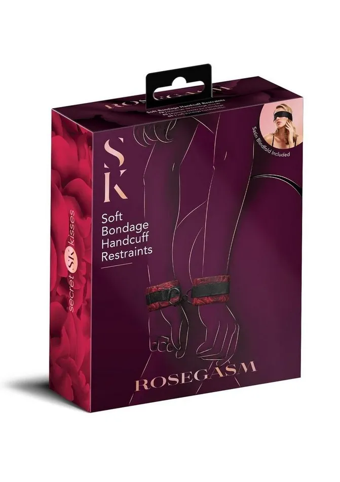 Couples Secret Kisses Rosegasm Cuffs with Satin Blindfold Secret Kisses