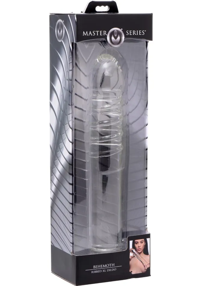Female Sex Toys Master Series Behemoth Ribbed XL Dildo 1225in Glass Master Series