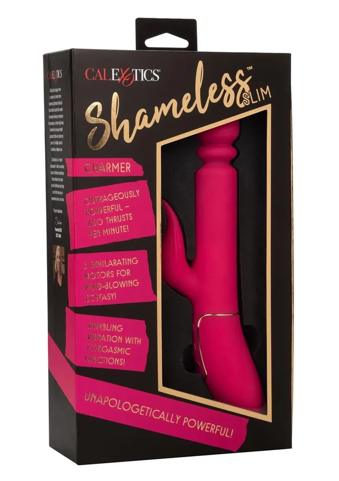 Female Sex Toys Shameless Shameless Slim Charmer Silicone Rechargeable Thrusting Rabbit Vibrator