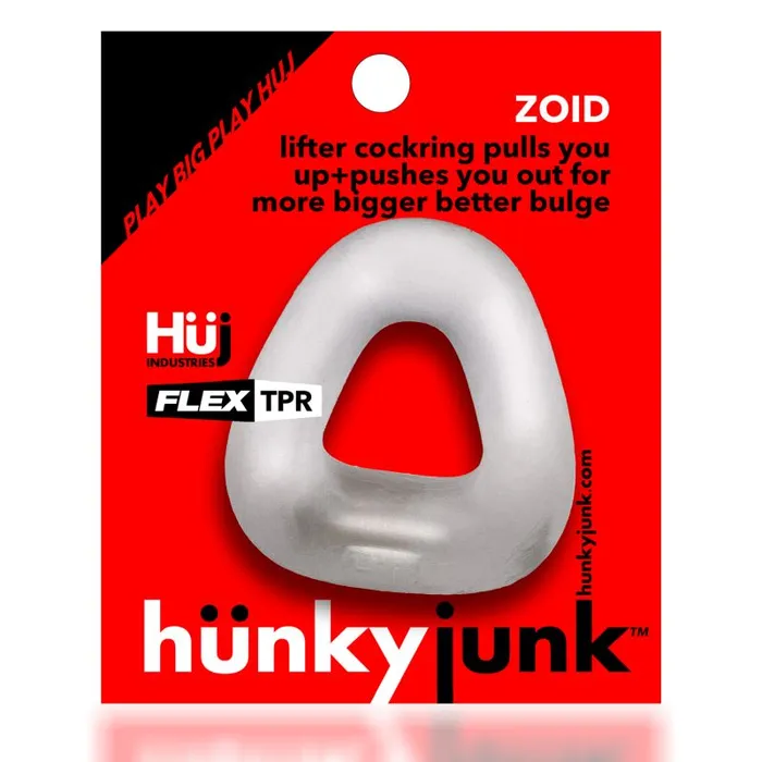 Hunkyjunk Dildos Zoid Trapaziod Lifter Cockring Clear Ice