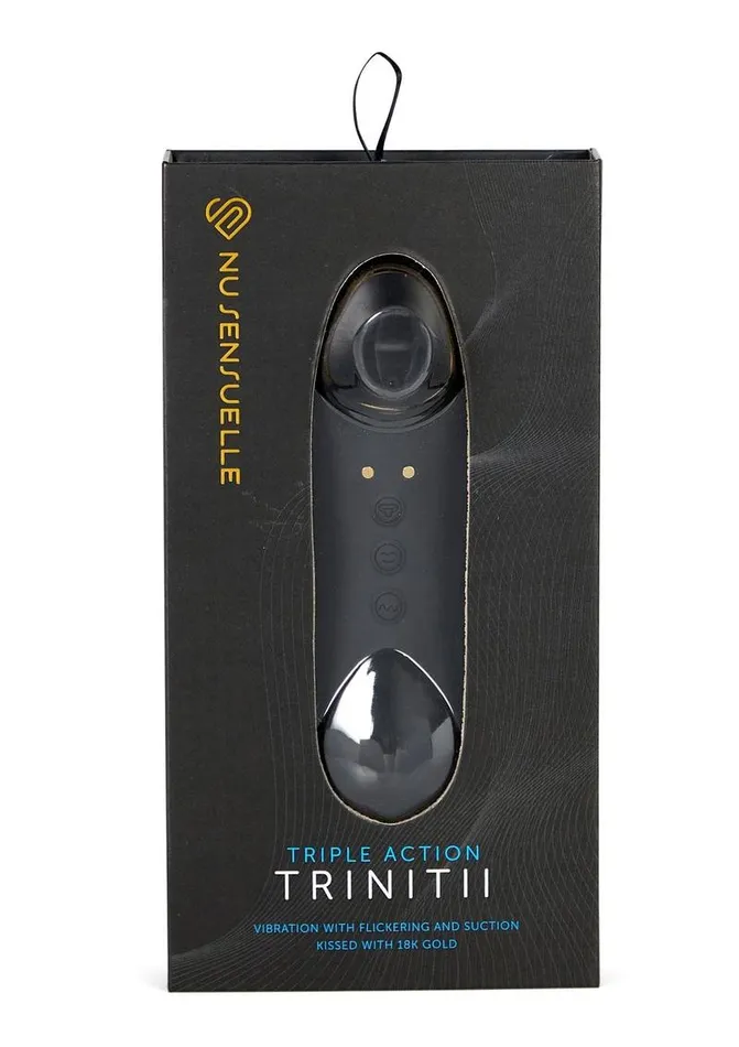 Nu Sensuelle Vibrators Nu Sensuelle Trinitii Triple Action Suction Flickering Tongue 18k