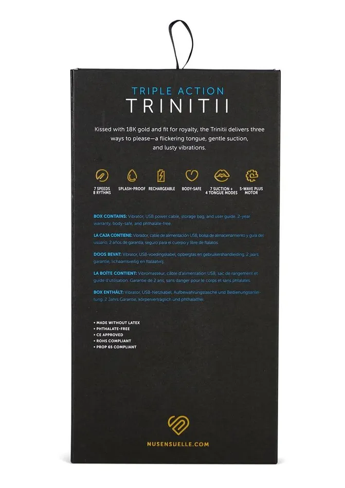 Nu Sensuelle Vibrators Nu Sensuelle Trinitii Triple Action Suction Flickering Tongue 18k