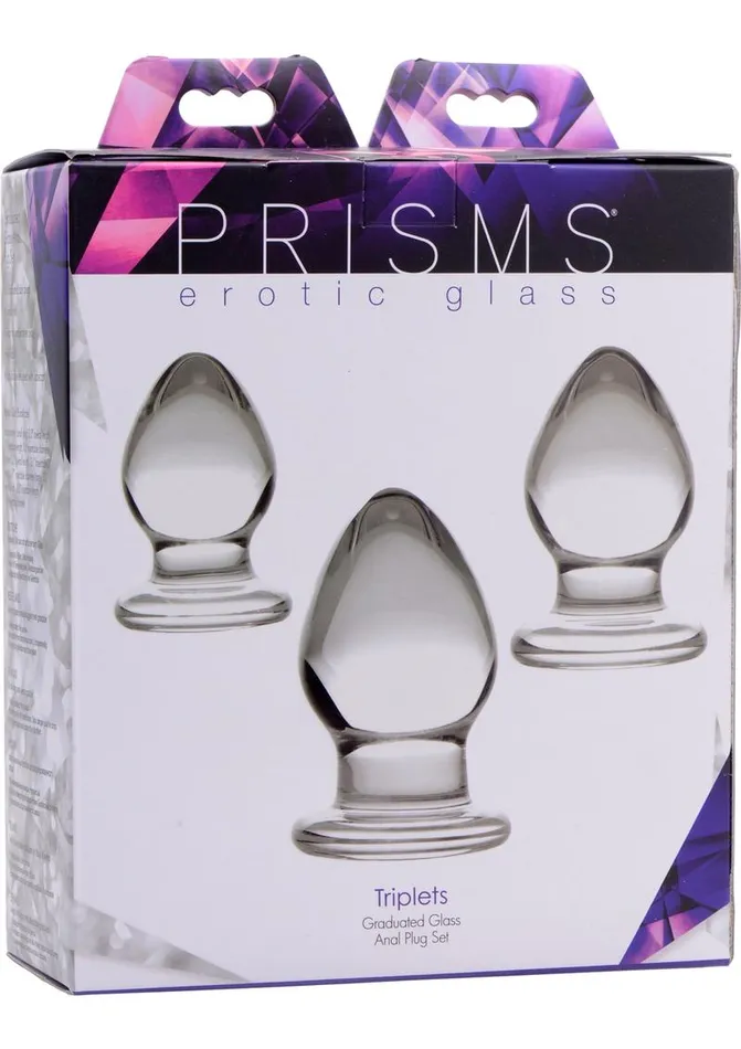 Prisms Triplets 3 Piece Glass Anal Plug Kit Prisms Male Sex Toys