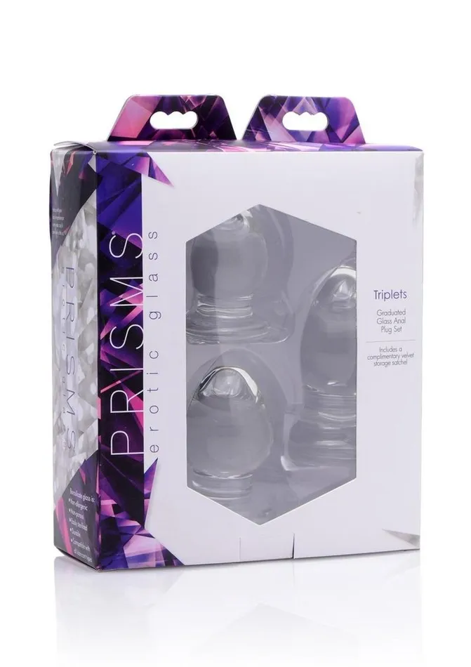 Prisms Triplets 3 Piece Glass Anal Plug Kit Prisms Male Sex Toys