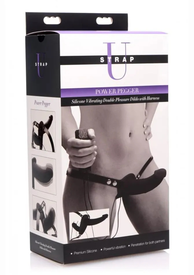 STRAP U Female Sex Toys Strap U Power Pegger Silicone Vibrating Double Pleasure 65in Dildo with Harness
