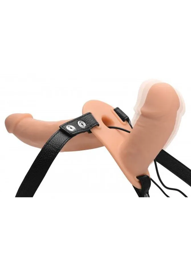 STRAP U Female Sex Toys Strap U Power Pegger Silicone Vibrating Double Pleasure 65in Dildo with Harness