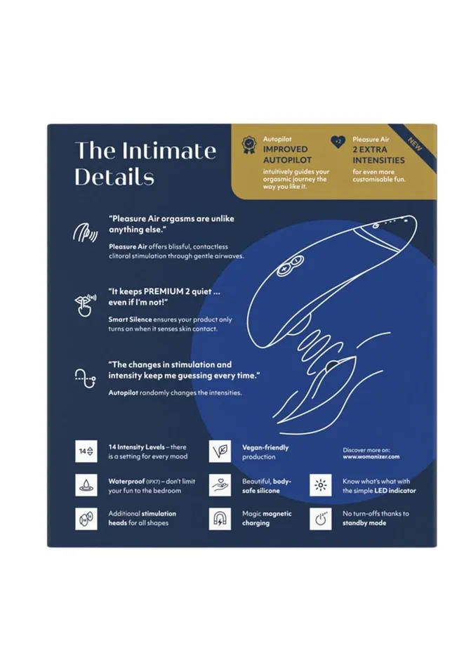 Womanizer Female Sex Toys Womanizer Premium 2 Rechargeable Silicone Clitoral Stimulator Womanizer Female Sex Toys Womanizer Premium 2 Rechargeable Silicone Clitoral Stimulator