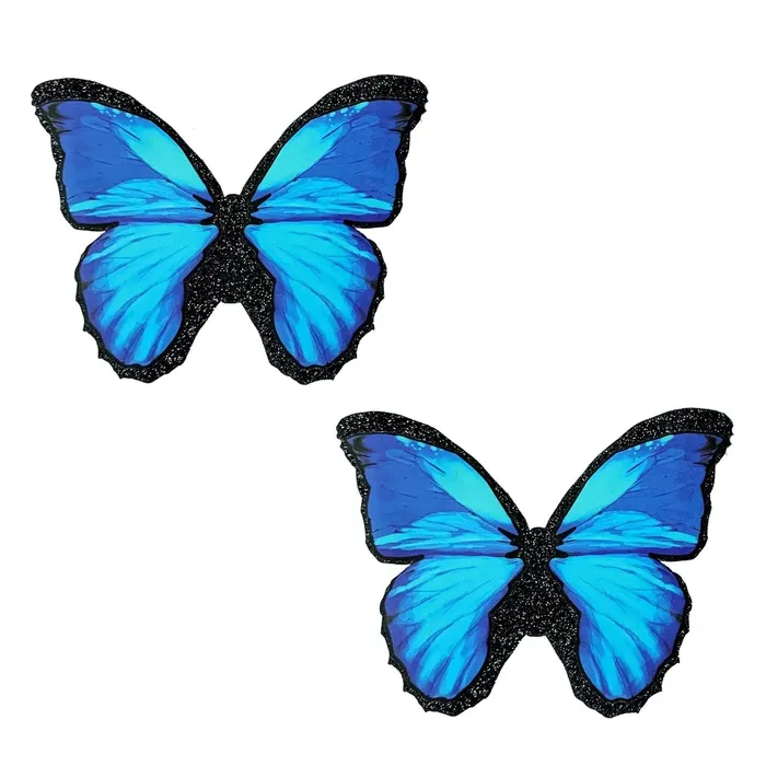 Anal Neva Nude Beautiful Blue Black Glitter Butterfly Nipple Cover Pasties