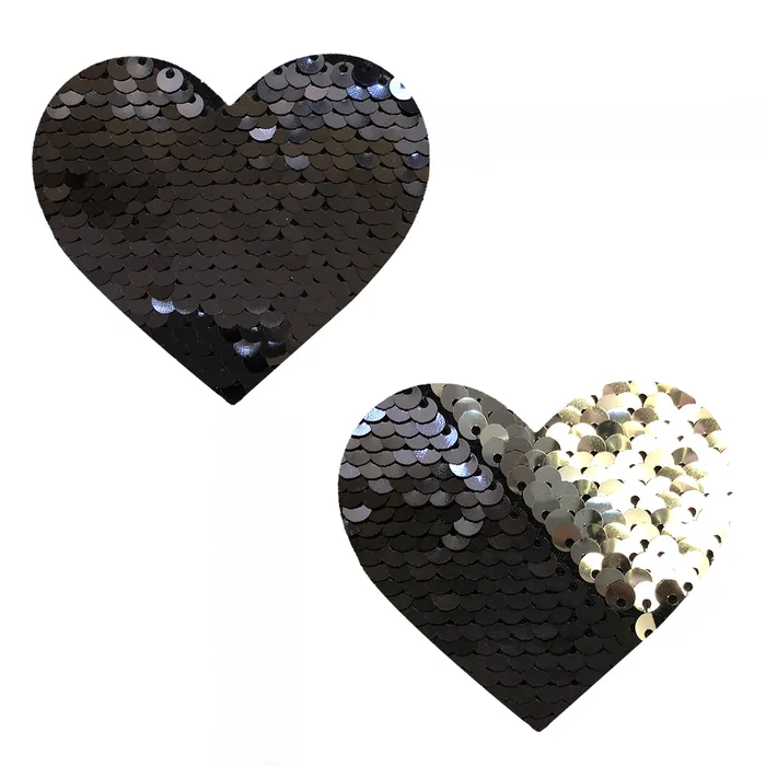 Anal Sequin Medusa Magic Flip Black to Silver I Heart U Nipztix Pasties Neva Nude Anal Sequin Medusa Magic Flip Black to Silver I Heart U Nipztix Pasties Neva Nude
