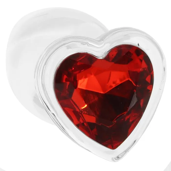 Pink Cherry Anal Booty Sparks Red Heart Gem Glass Anal Plug Set