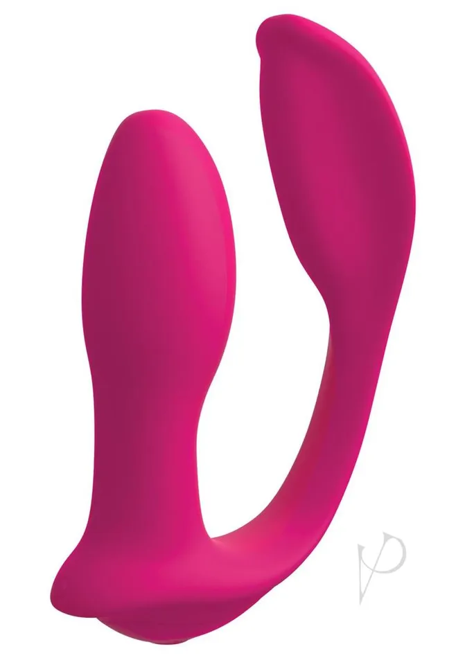 3Some Double Ecstasy Silicone Rechargeable Vibrator with Remote Control Pink 3some Female Sex Toys