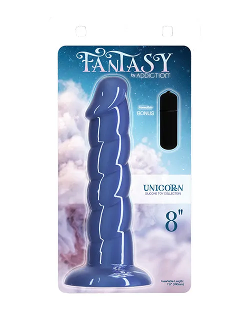 Addiction Fantasy Unicorn Silicone Dildo 8in Blue Addiction Dildos