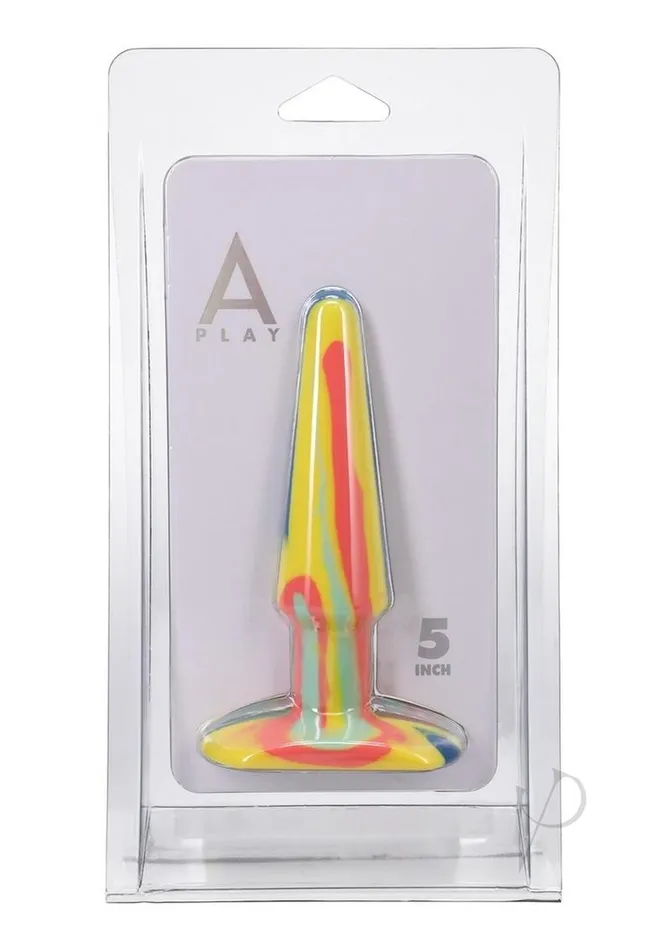 Anal A Play APlay Groovy Silicone Anal Plug 5in OrangeTeal