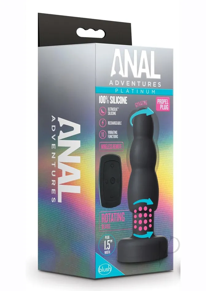Anal Adventures Male Sex Toys Anal Adventures Platinum Propel Butt Plug with Remote Control Black Anal Adventures Male Sex Toys Anal Adventures Platinum Propel Butt Plug with Remote Control Black