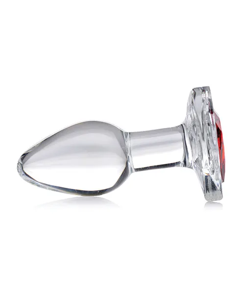 Anal Booty Sparks Booty Sparks Red Heart Glass Anal Plug Small RedClear