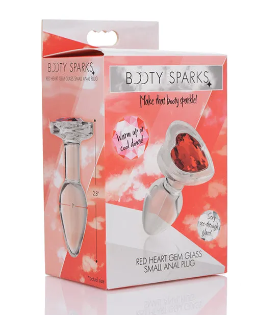 Anal Booty Sparks Booty Sparks Red Heart Glass Anal Plug Small RedClear