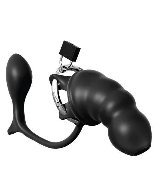 Anal Fantasy Elite Male Sex Toys Anal Fantasy Elite Silicone AssGasm Cock Blocker Chastity Cage Black