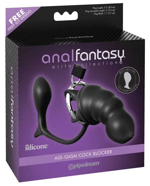 Anal Fantasy Elite Male Sex Toys Anal Fantasy Elite Silicone AssGasm Cock Blocker Chastity Cage Black